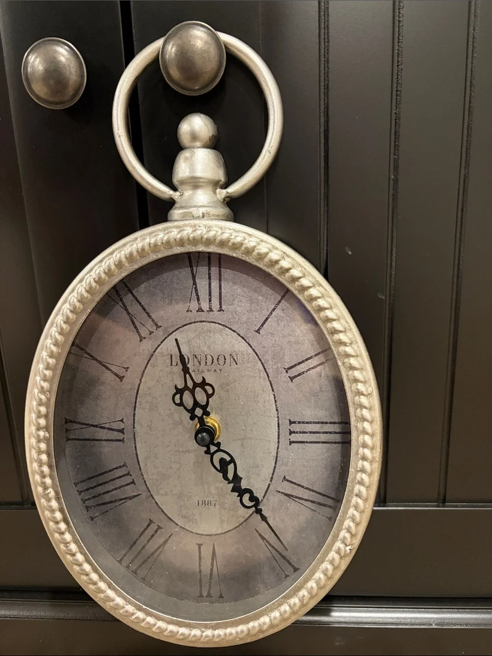 Silver Pocket-Style Wall Clock